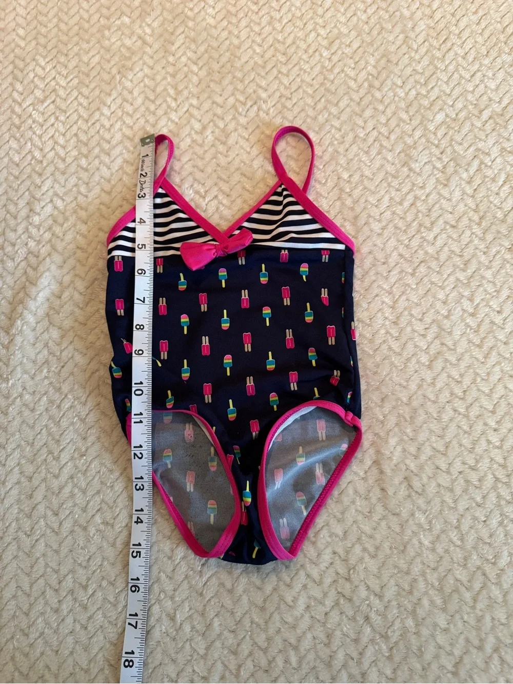 Wippette Navy One-Piece Swimsuit with Hot Pink Trim and‎ Popsicle Print